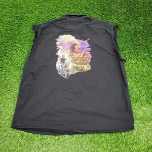 Native-American Biker Cutoff Button Shirt XL/2XL 27x31 Baggy